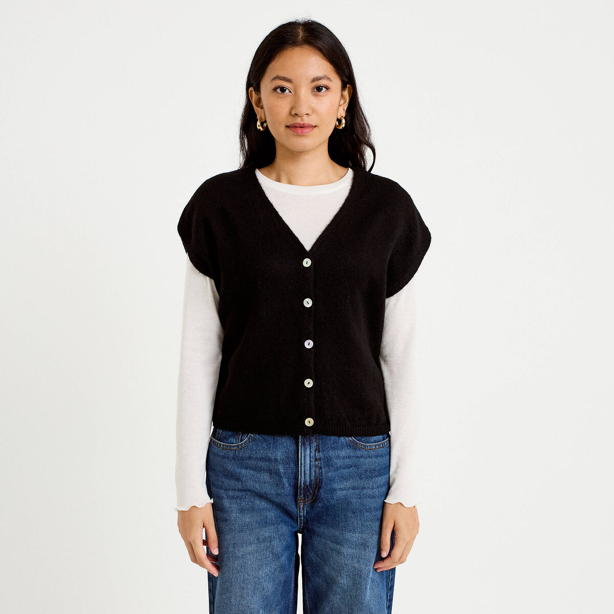 Gilet sans manches noir femme