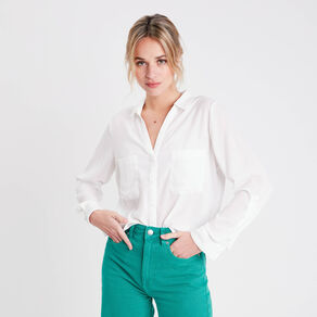 Chemise manches longues ecru femme