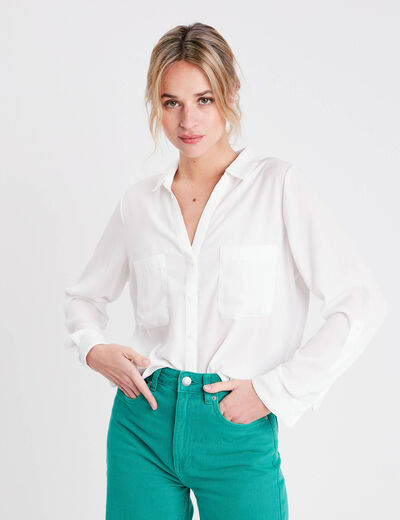 Chemise manches longues ecru femme