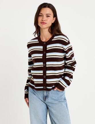 Gilet manches longues bleu ciel femme