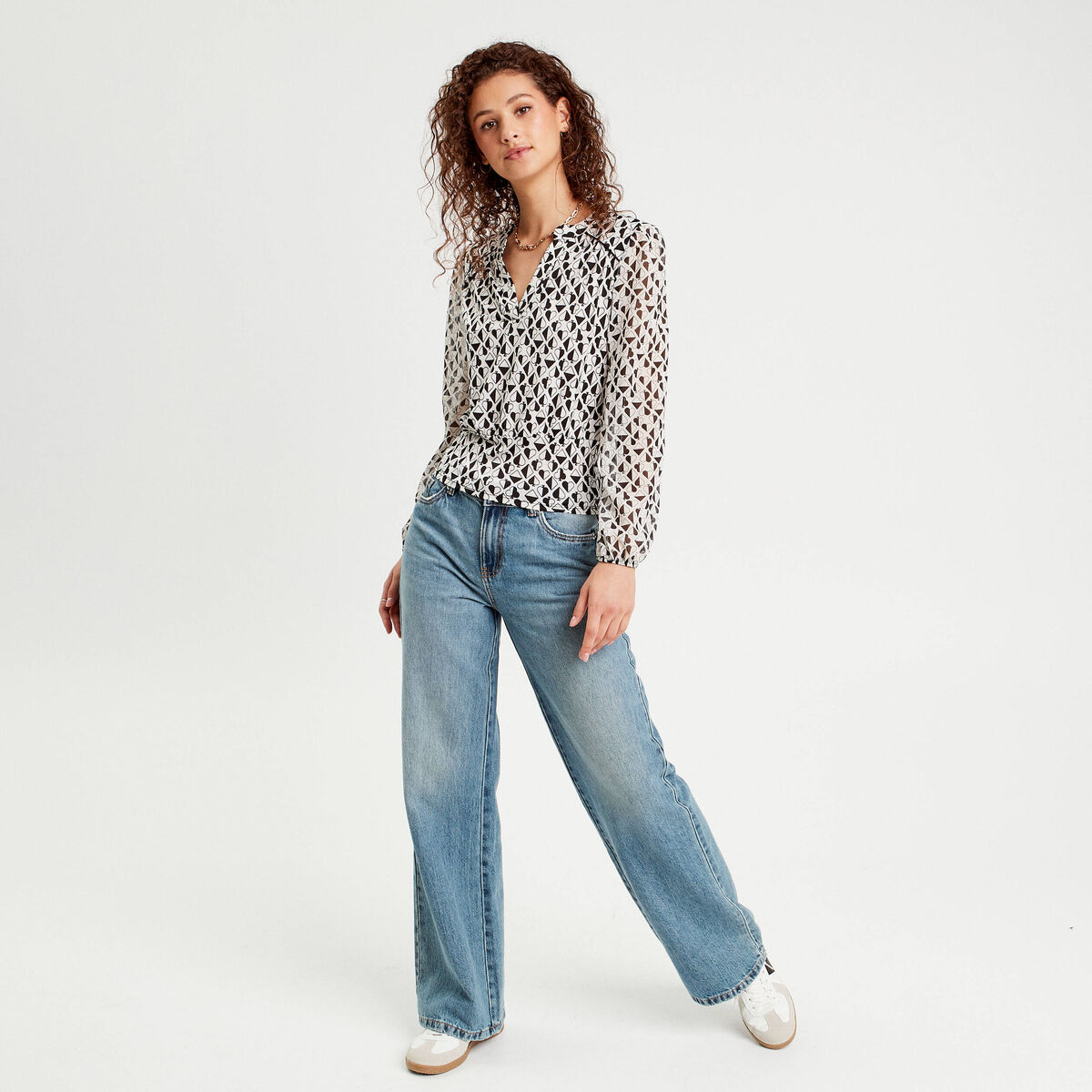 Blouse manches longues blanc femme