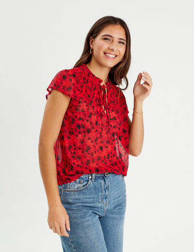 Blouse manches courtes rouge femme