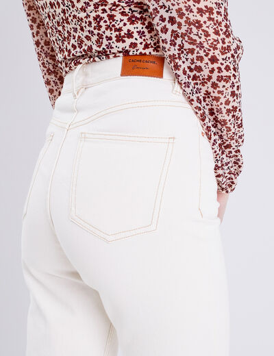 Jeans mom taille haute ecru femme