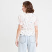 Blouse col V manches courtes blanc femme
