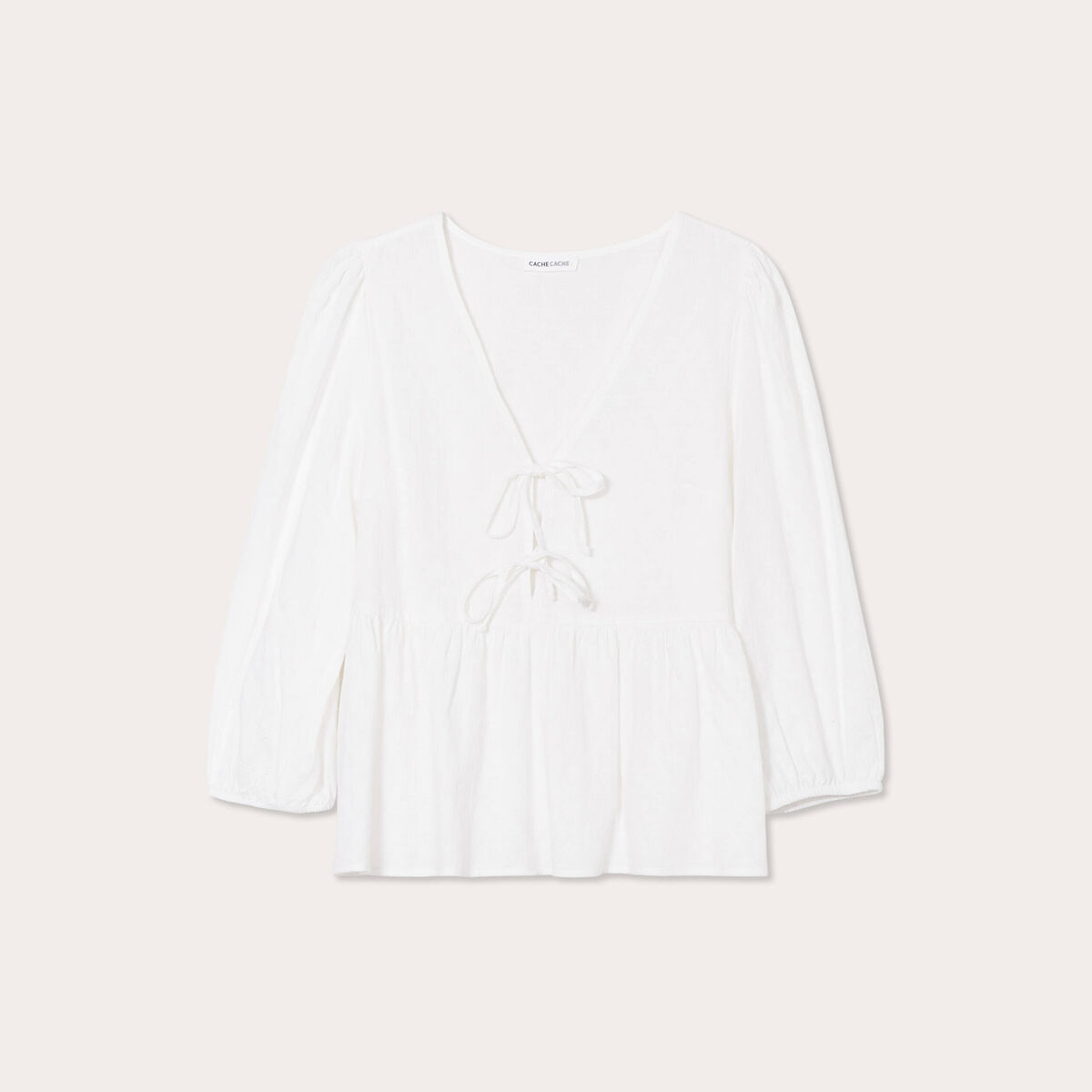 Blouse avec noeuds ecru femme