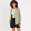 Chemise manches 3/4 contenant du lin vert kaki femme