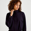 Veste cropped bas resserr&eacute; bleu marine femme