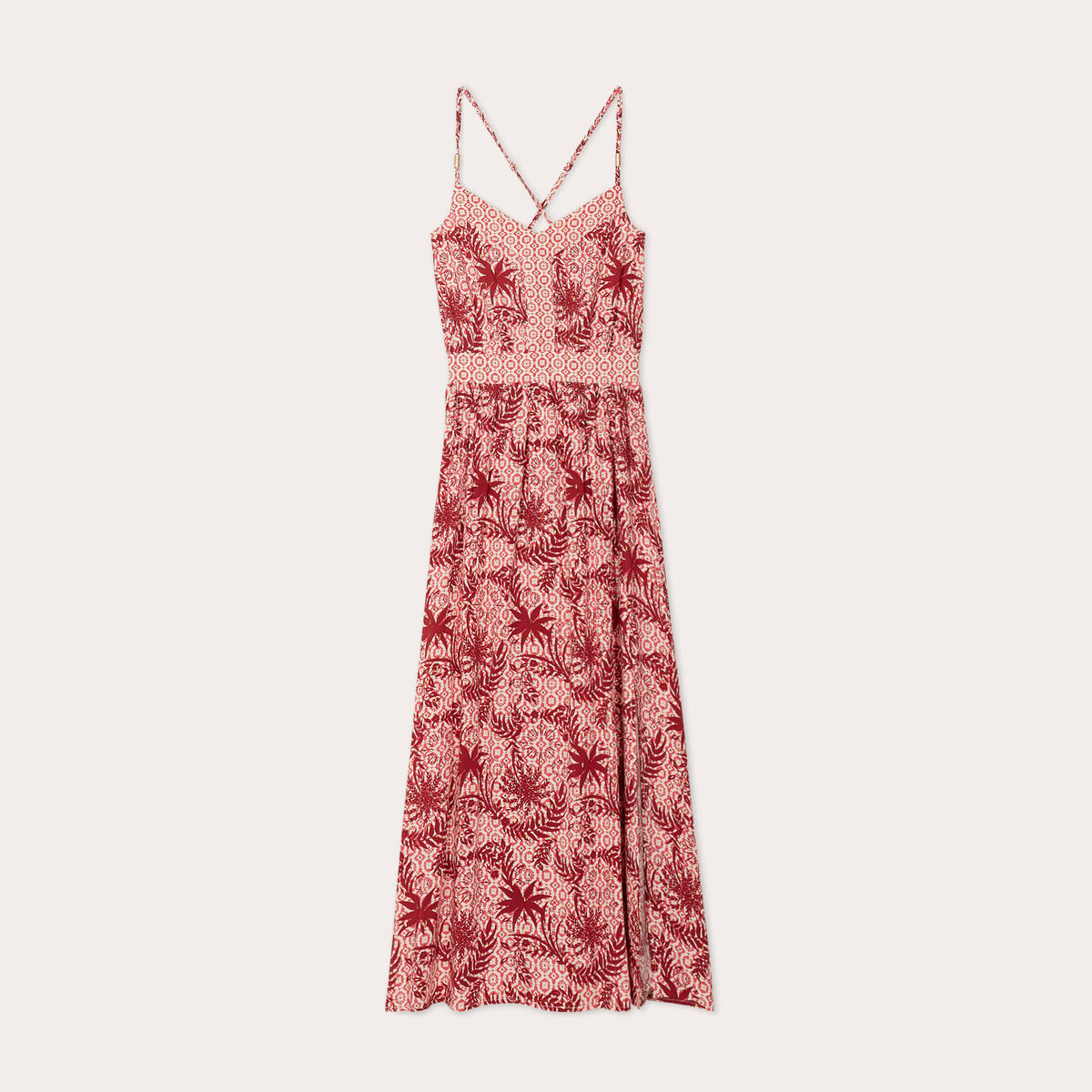 Robe longue évasée bretelles blanc femme