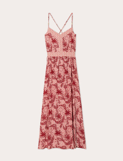 Robe longue évasée bretelles blanc femme