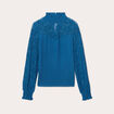 T-shirt col montant dentelle bleu canard femme