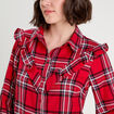 Blouse avec volants rouge femme