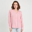 Chemise manches longues contenant du lin rouge femme