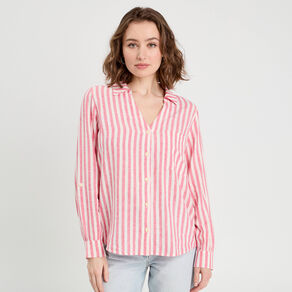 chemise manches longues contenant du lin rouge femme Chemise manches longues contenant du lin rouge femme