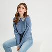 Pull col claudine dentelle bleu femme