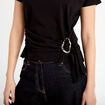 T-shirt ceintur&eacute; noir femme
