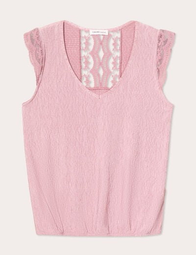 Blouse sans manches plissée vieux rose femme