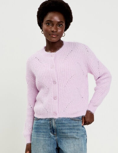 Gilet ajour&eacute; manches longues parme femme