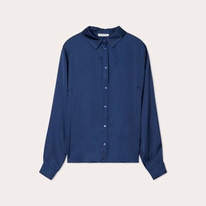 chemise manches longues satin bleu marine femme Chemise manches longues satin bleu marine femme