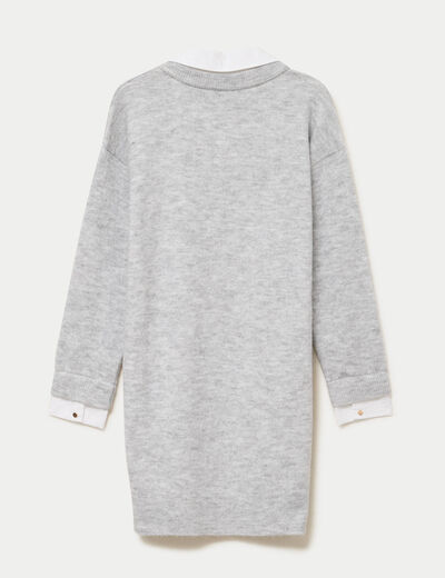 Robe pull droite manches longues gris femme