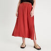 Jupe longue évasée fluide vieux rose femme