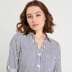 Robe longue chemise ceinturée bleu marine femme