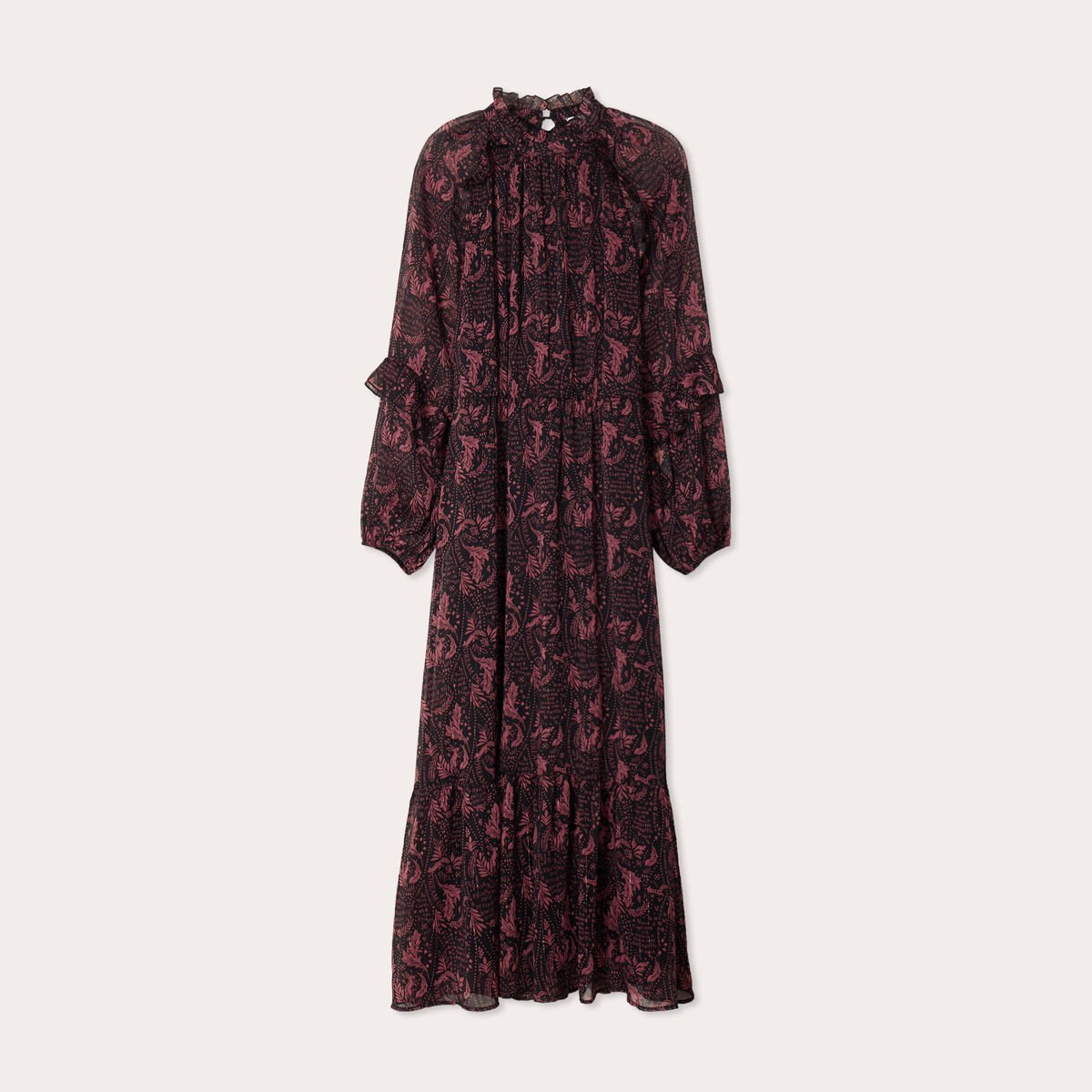 Robe longue évasée noir femme