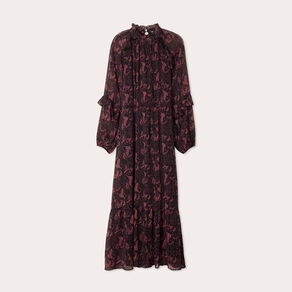 Robe longue évasée noir femme