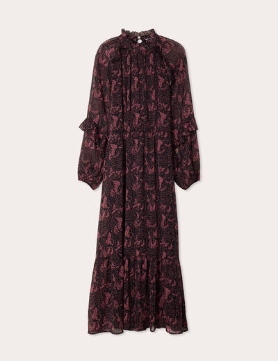 Robe longue évasée noir femme