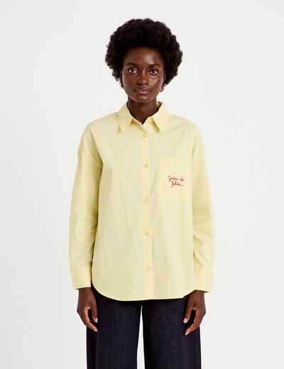 Chemise oversize manches longues jaune femme