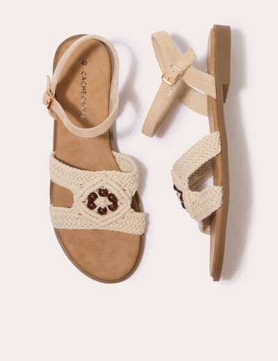 Sandales aspect chin&eacute; sable femme