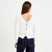Pull col v manches longues ecru femme
