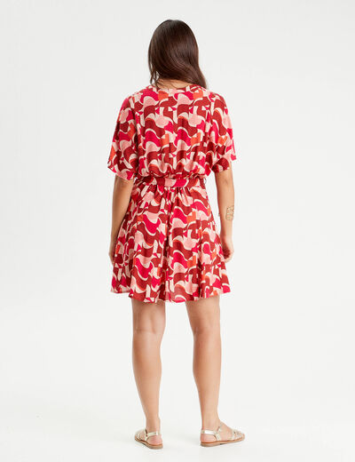 Robe chemise évasée fluide rose femme
