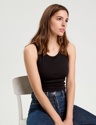 D&eacute;bardeur c&ocirc;tel&eacute; avec brassi&egrave;re int&eacute;gr&eacute;e noir femme