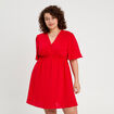 Robe évasée taille élastiquée rouge femme