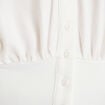 Gilet bas resserr&eacute; manches longues ecru femme