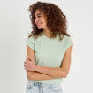 T-shirt détails ajourés vert clair femme