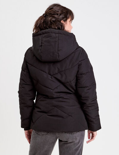 Doudoune cintrée à capuche noir femme