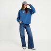 Sweat oversize col rond manches longues bleu fonc&eacute; femme