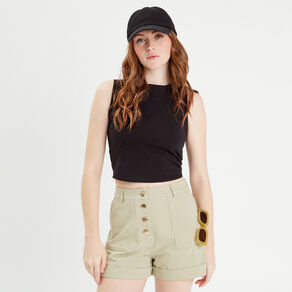 Débardeur cropped noir femme