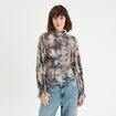 T-shirt col montant gris femme