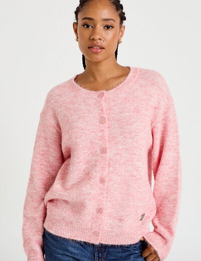 Gilet ample manches longues rose clair femme