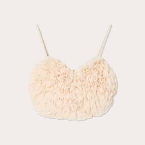 crop top volants ecru femme Crop top volants ecru femme