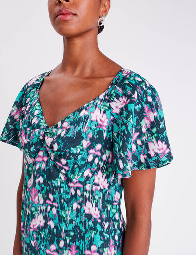 Blouse manches courtes vert femme