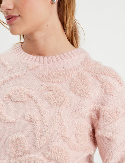 Pull manches longues rose clair femme