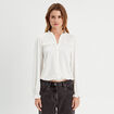 Blouse d&eacute;tails volants ecru femme