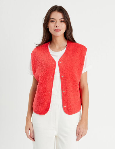 Gilet polaire sans manches rouge femme