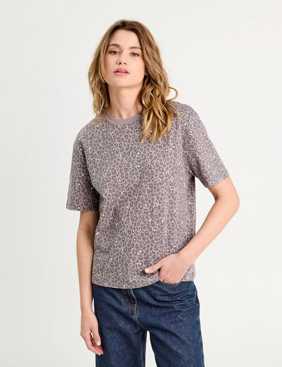 T-shirt manches courtes gris foncé femme