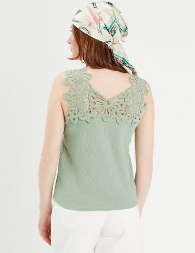 Débardeur dos crochet vert olive femme