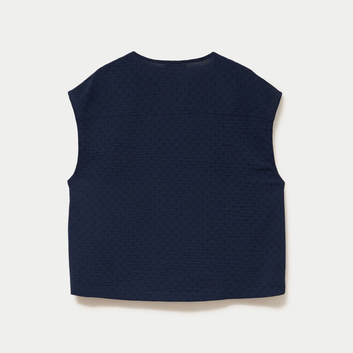 Blouse droite sans manches col v bleu marine femme