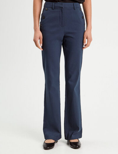 Pantalon bootcut à pont bleu marine femme